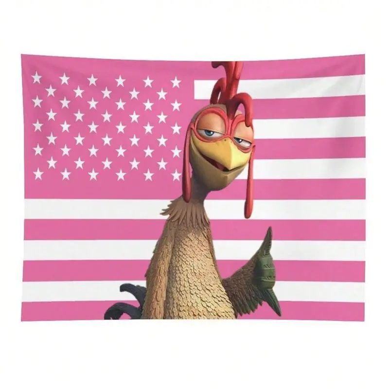 Tapestry Decor Surf's Up Chicken Joe Pink Flag Wall Tapestry Nostalgic Funny Aesthetic Bedroom Decor Premium Polyester Fabric HD Printing Easy Care Versatile Decor Decoration Modern Stripe Design Lightweight