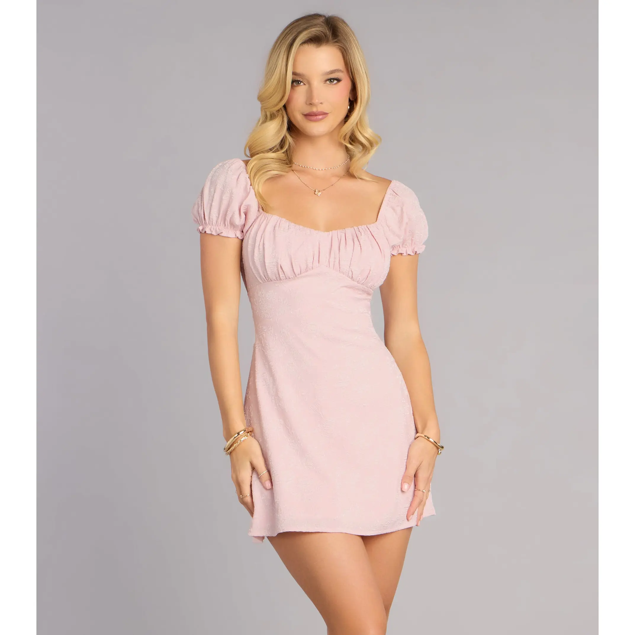 Tea Party Crush Puff Sleeve Mini Dress