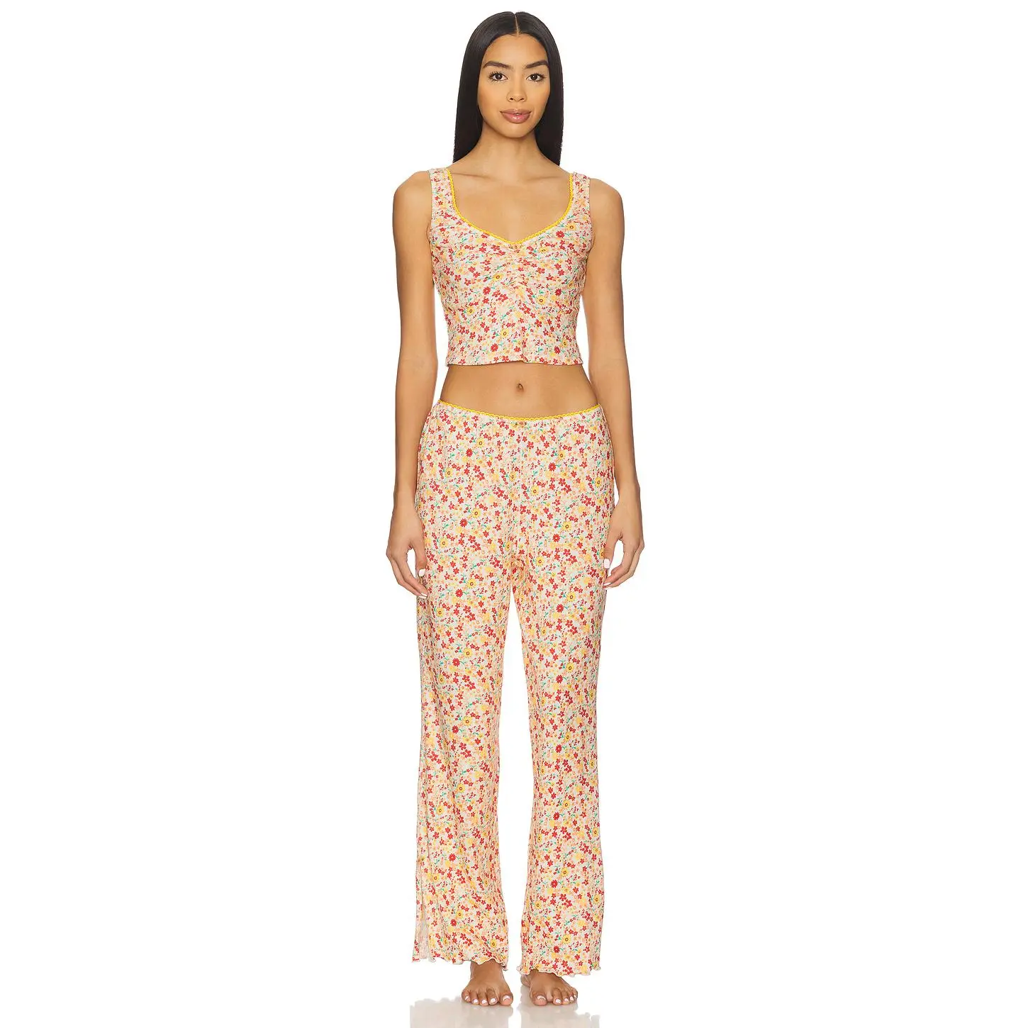 Free People x Intimately Fresh In Love Lounge Set in Tea Combo
