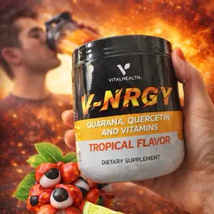 Vital Health V-NRGY Energy Drink Mix – Guarana, Quercetin & Vitamins | Tropical Flavor Dietary Supplement