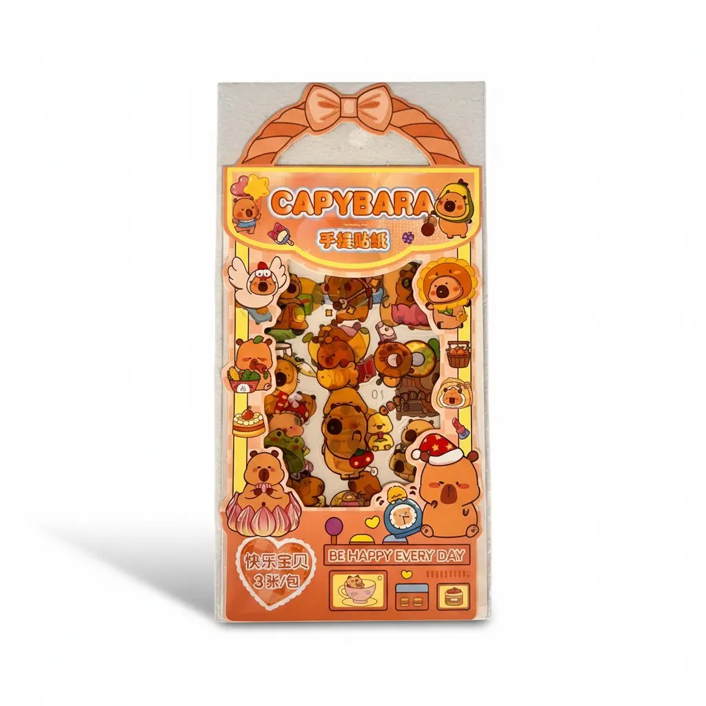 Kawaii Capybara Stickers For Laptops And Crafting 3 Sheet Pack High Quality Adhesive
