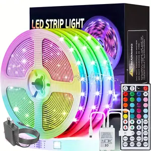 50FT/15M(3 Rolls*16.4ft) LED Lights for Bedroom,RGB LED Strip Lights, Color Changing Tape Light with 44-Key Remote Control LED Strip Lights Cuttable & Dimmable Color Changing RGB Lights,for Room,TV Backlight,Kitchen,Party Decoration