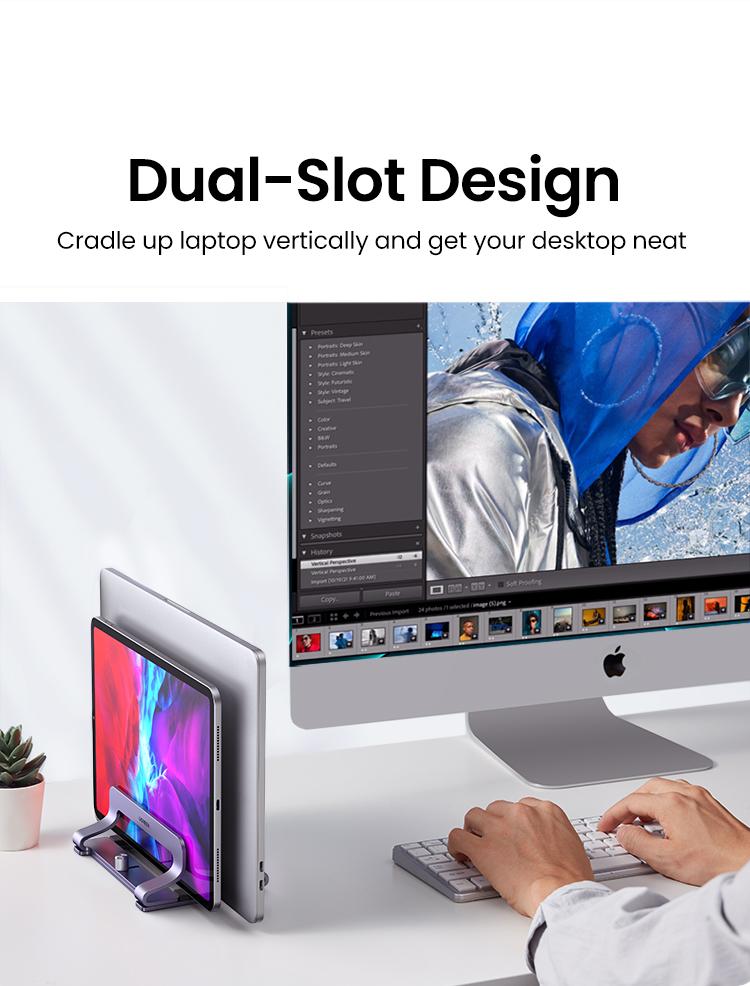UGREEN Vertical Laptop Stand Holder Desk Single/Dual Aluminum Dock Compatible with MacBook Pro Air Laptop Stand Desktop Adjustable, Lenovo Ideapad, Surface Book, HP Notebook, Dell Chromebook Up to 17.3 Inch-TikTokShopBlackFriday ,TikTokShopHolidayHaul UGREEN Vertical Laptop Stand Holder Desk Single/Dual Aluminum Dock Compatible with MacBook Pro Air Laptop Stand Desktop Adjustable, Lenovo Ideapad, Surface Book, HP Notebook, Dell Chromebook Up to 17.3 Inch-TikTokShopBlackFriday ,TikTokShopHolidayHaul