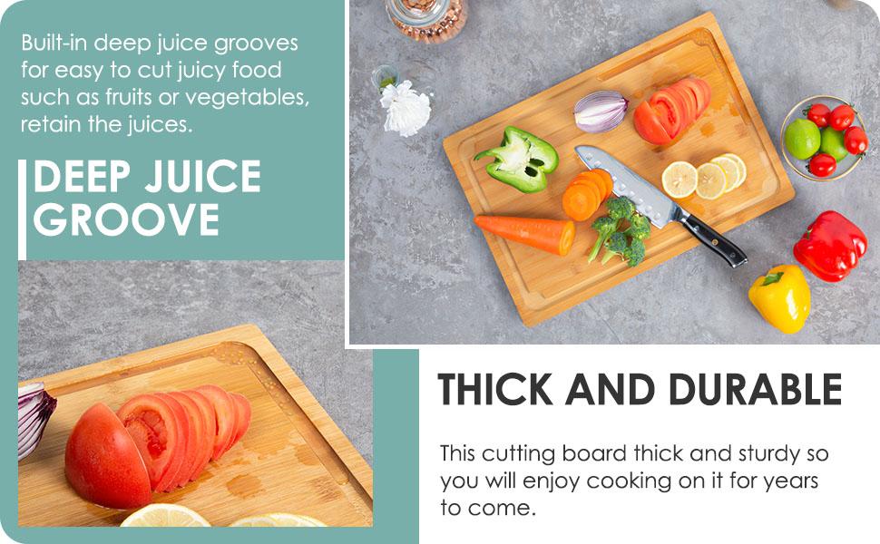 Kikcoin Bamboo Extra Large  Stove Oven Top Cover Wooden Cutting Board,Note Charcuterie Board,Pastry,Chopping Block,Handle,Juice Groove,Serving Food Tray,Kitchen 4XL:30"L*20"W Cooking,Knives Friendly Kitchenware Vegetable Oil