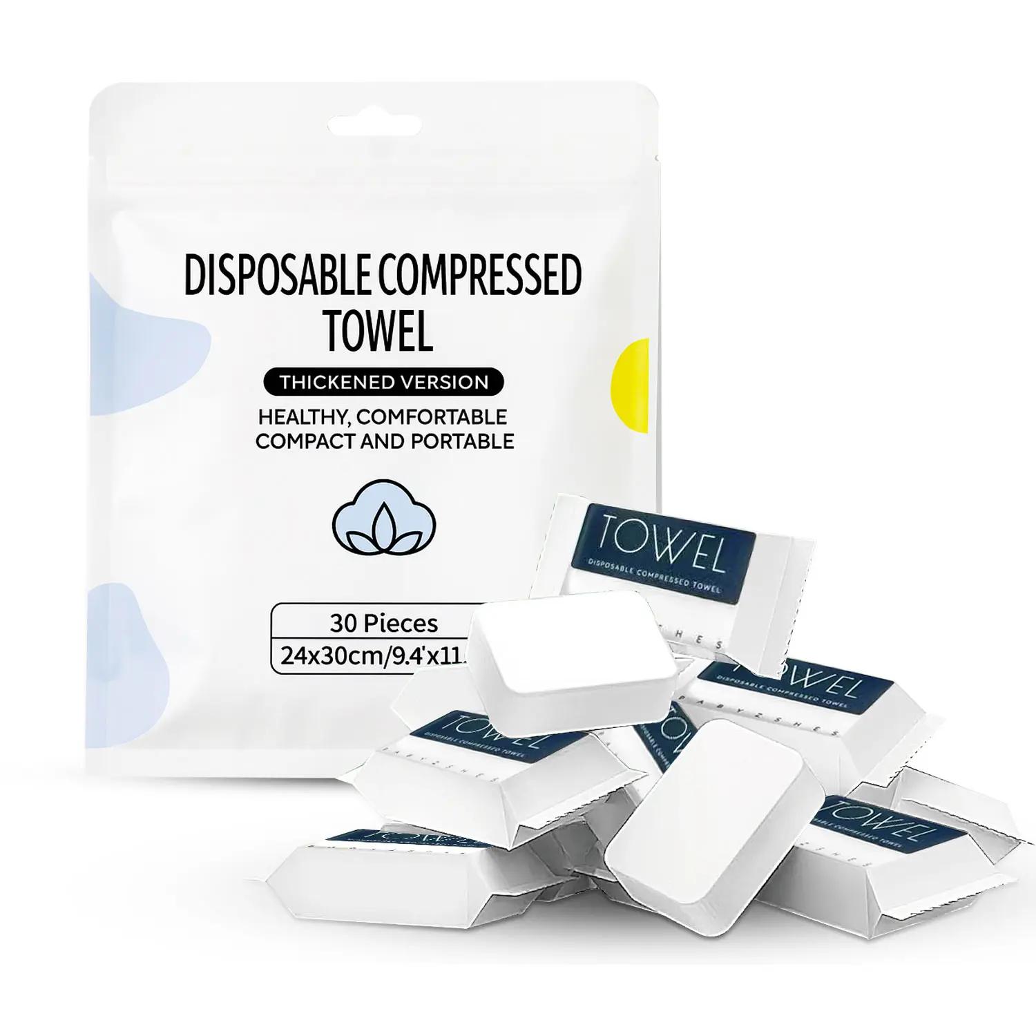 Disposable Compressed Towels 30 Count Portable Travel Towels Expandable Face Towels for Camping Hiking Gym Makeup Removal Individually Compact Tablets Gentle Pore