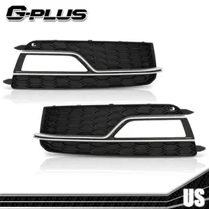 Fit For 2013-2016 Audi S5 A5-S-Line Front Bumper Fog Light Grille Grill Cover G-PLUS