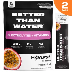 Passion Fruit | 2 PACKS | 30 Sticks | Electrolyte & Vitamin Drink Mix | B12, L-Theanine, D3, K2, Zinc, Magnesium, Potassium | Calm Focus & Energy