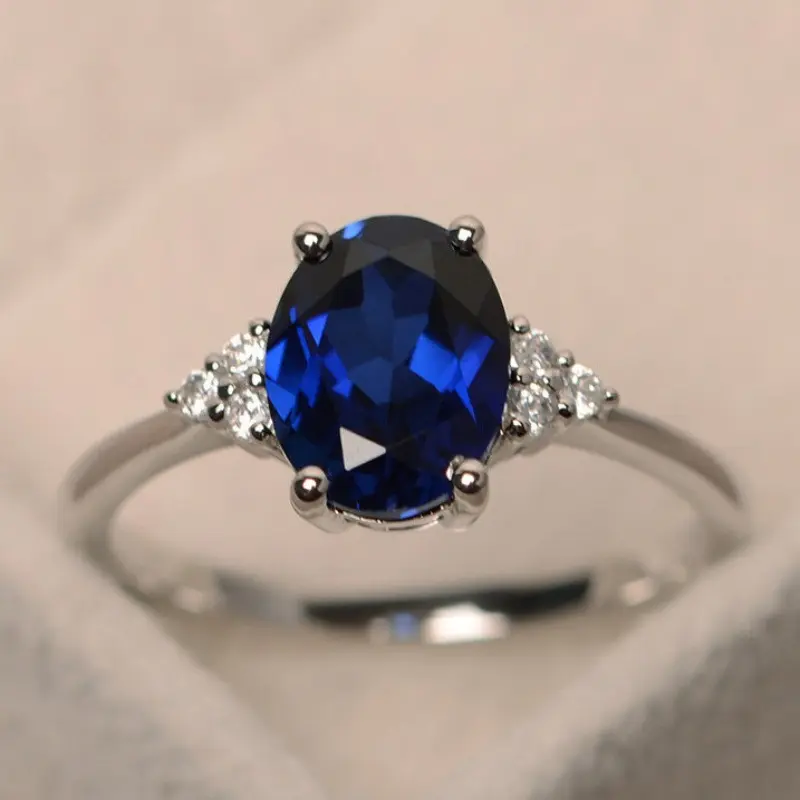 Romantic Ring Set for Women, Elegant Elliptical Cut Opalescent Stone with Sparkling Accent Band, Timeless Jewelry Gifts for Women, Oval Engagement Ring, Cubic Zirconia Rings
