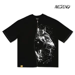 Graphic Zip-Up T-Shirt, Unisex Streetwear Tee, 100% Cotton, Center Zipper Design, Digital Print by MeJend