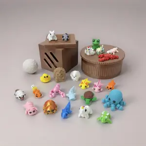 24pcs Mini Animals Articulated Toy Set, Flexible Fidget 3D Printed Animal Figurines, Durable ABS Material, for Ages 3-6