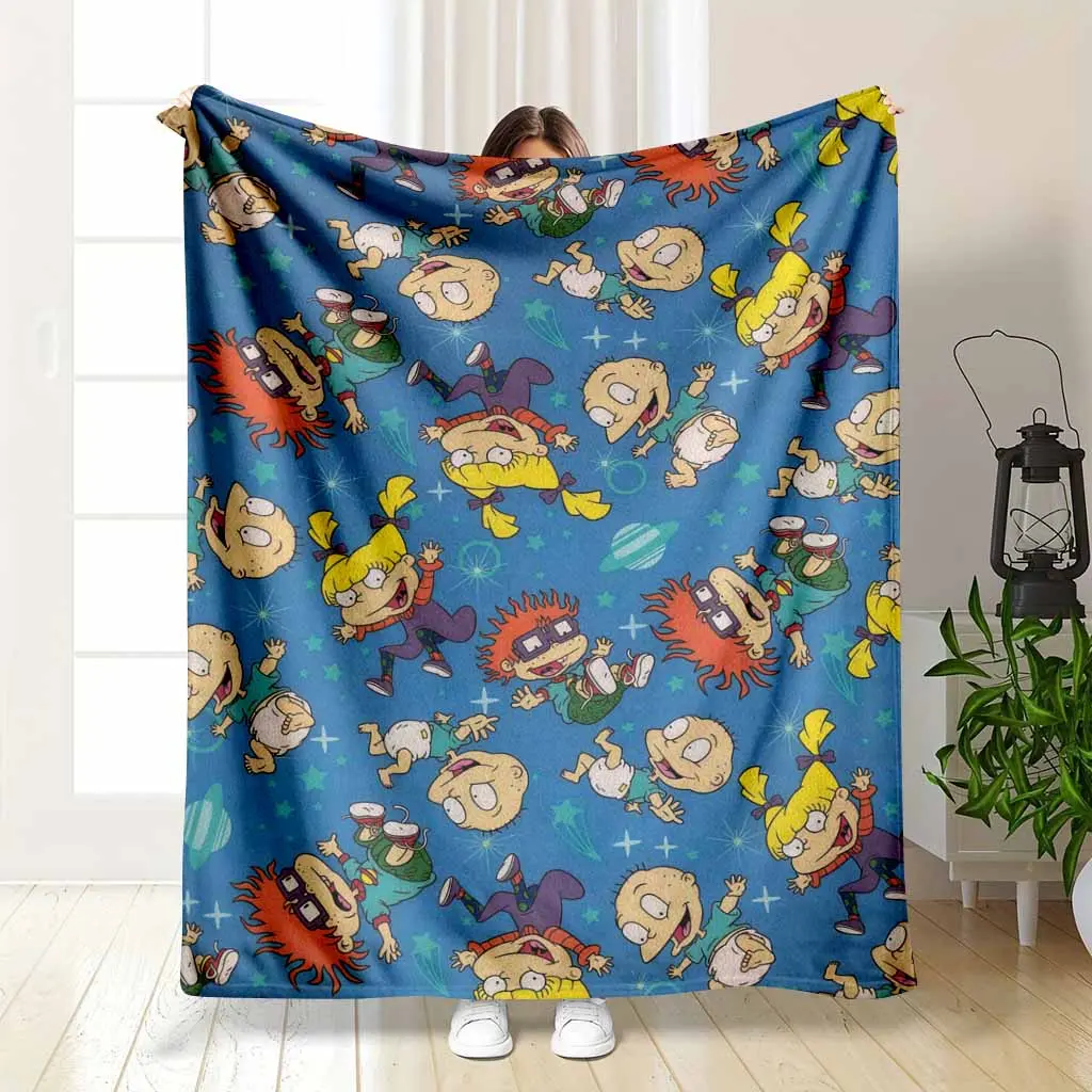 Cute 90s Retro Cartoon Blanket Babies In Space Adventure Print Soft Flannel Fleece Throw Nostalgia Animation Character Cozy Bedding Gift For Millennials 90s Kid