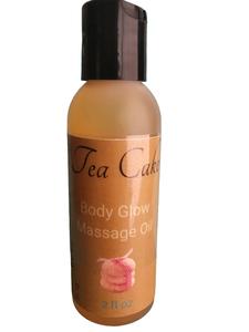 Tea Cake Body Glow Massage Oil 2oz - Plant-Based Moisturizer with Rice Bran & Shea Nut Oil for Silky Smooth Skin
