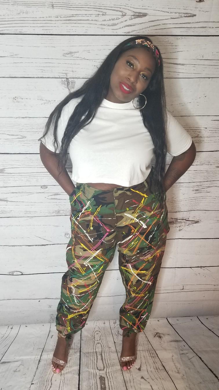 Custom Army Fatigue No Weapon Formed Against Me Jackets. Custom Paint the city Army Fatigue Pants.