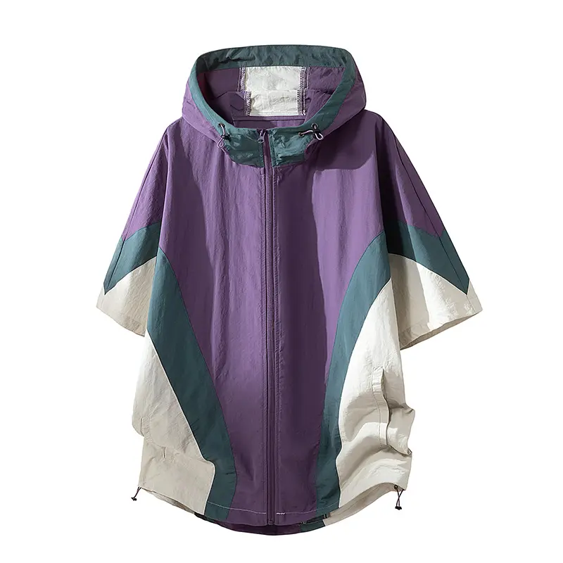 American streetwear color-block patchwork men’s summer outdoor sun-protection shirt jacket—stylish, minimalist, comfortable, and cool; premium quality. #SummerVibes
