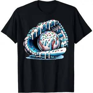 ❤ Baseball Drip Ice Cream Sprinkles Baseball Glove Youth Boys T-Shirt