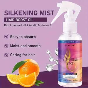 ROZINO Silkening Mist Hair Boost Oil 100ml - Multi-Benefit Lightweight Hair Oil Spray for Dry Frizzy Hair with Coconut Oil Keratin & Vitamin E