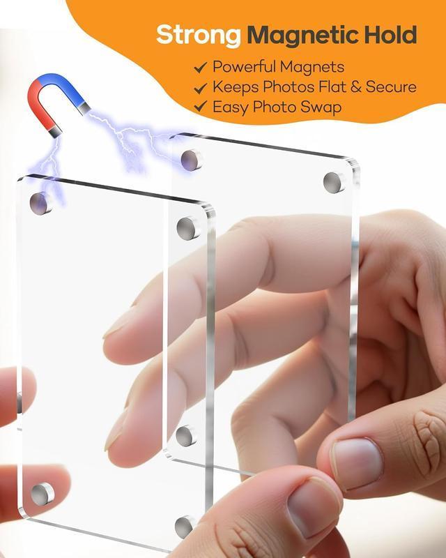 Joytutus 2Pcs Acrylic Car Picture Holder for Sun Visor 2.36"x3.54" Magnetic Photo Clip Horizontal & Vertical Display Universal Fit Personalized Car Frame Gift for Valentine's Day