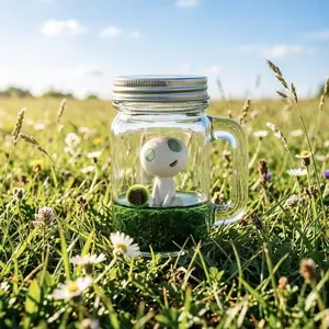 Healing Ghost Theme Marimo Bottle - Live Aquarium Plant Decor, Self-Sustaining Pet Habitat & Spooky Low-Maintenance Micro-Landscape (Includes LIVELY Moss Ball Pet)