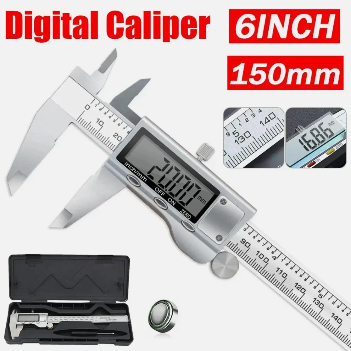 6" (150mm) Digital Caliper Measuring Tool, LCD Gauge Vernier Measuring Instrument with Protective Case and High Precision Accuracy, Calipers Measuring Tool