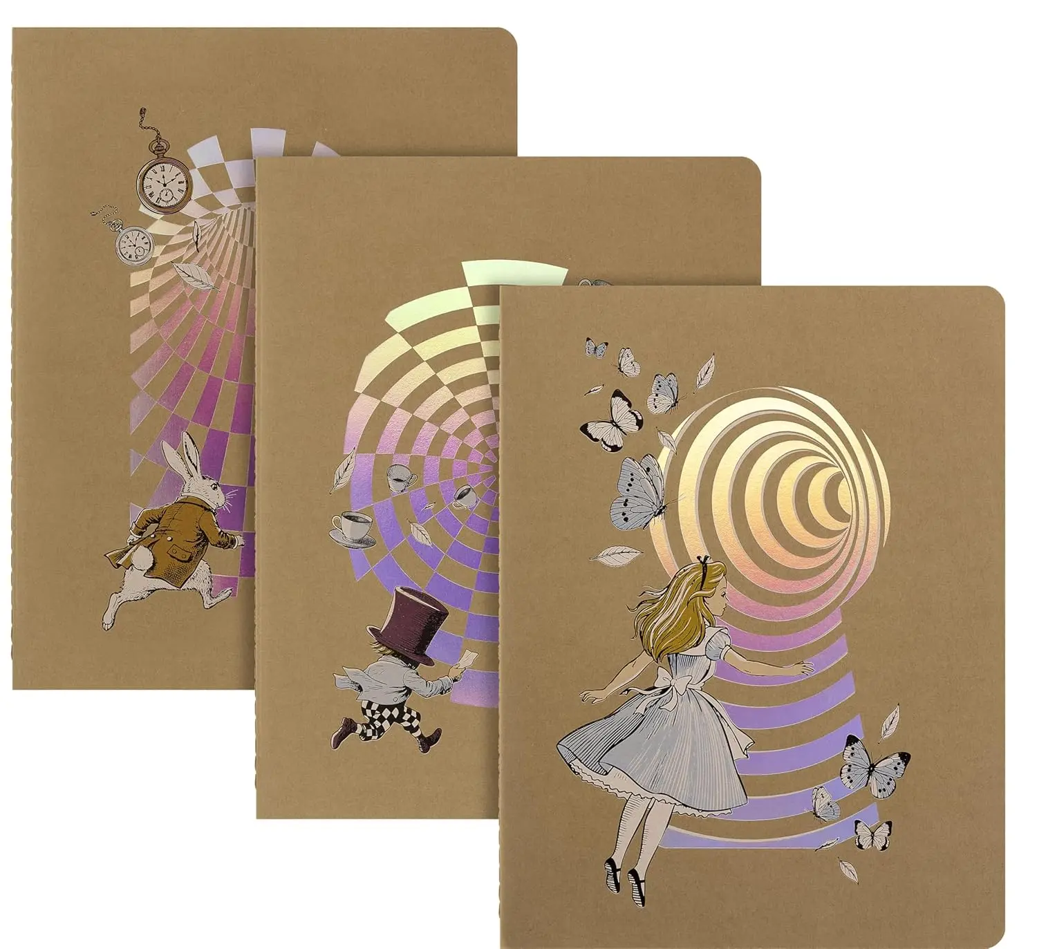 Moleskine Limited Edition Alice Theme Notebook Journal Set (3-Pack), Classic Soft Cover, XL (7.5" x 9.75"), Ruled/Lined, 120 Pages, FSC Paper, Office Stationery Journaling Supplies for Everyday Notes, 70G