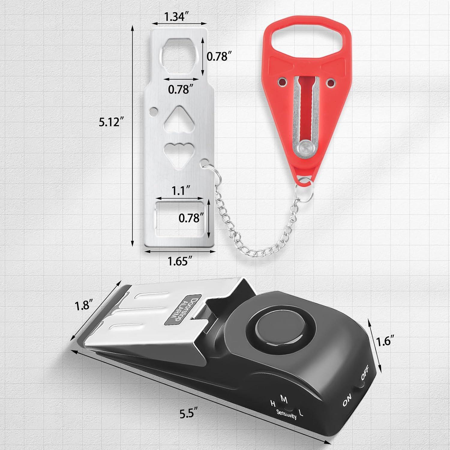 Home Security Door Stopper Alarm - Easy to Install No Tools Needed, 3 Sensitivity Modes, 120DB Loud Anti-Theft Alarm, Stainless Steel Pressure-Resistant, Instant Alarm When Pushed-YY Home Security Door Stopper Alarm - Easy to Install No Tools Needed, 3 Sensitivity Modes, 120DB Loud Anti-Theft Alarm, Stainless Steel Pressure-Resistant, Instant Alarm When Pushed-YY