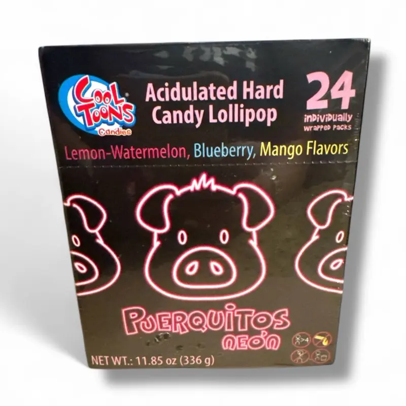 Puerquitos Neon Glow Lollipops-Piggy