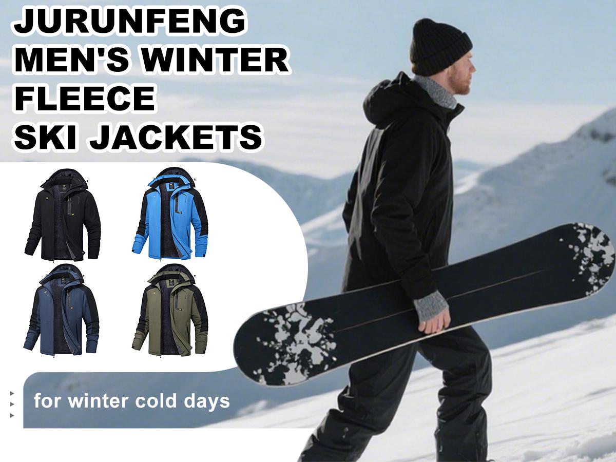Jurunfeng Men's Waterproof Ski Jacket Warm Winter Snow Coat Mountain Windbreaker Hooded Raincoat with Adjustable Drawstring & Velcro Cuffs Jurunfeng Men's Waterproof Ski Jacket Warm Winter Snow Coat Mountain Windbreaker Hooded Raincoat with Adjustable Drawstring & Velcro Cuffs