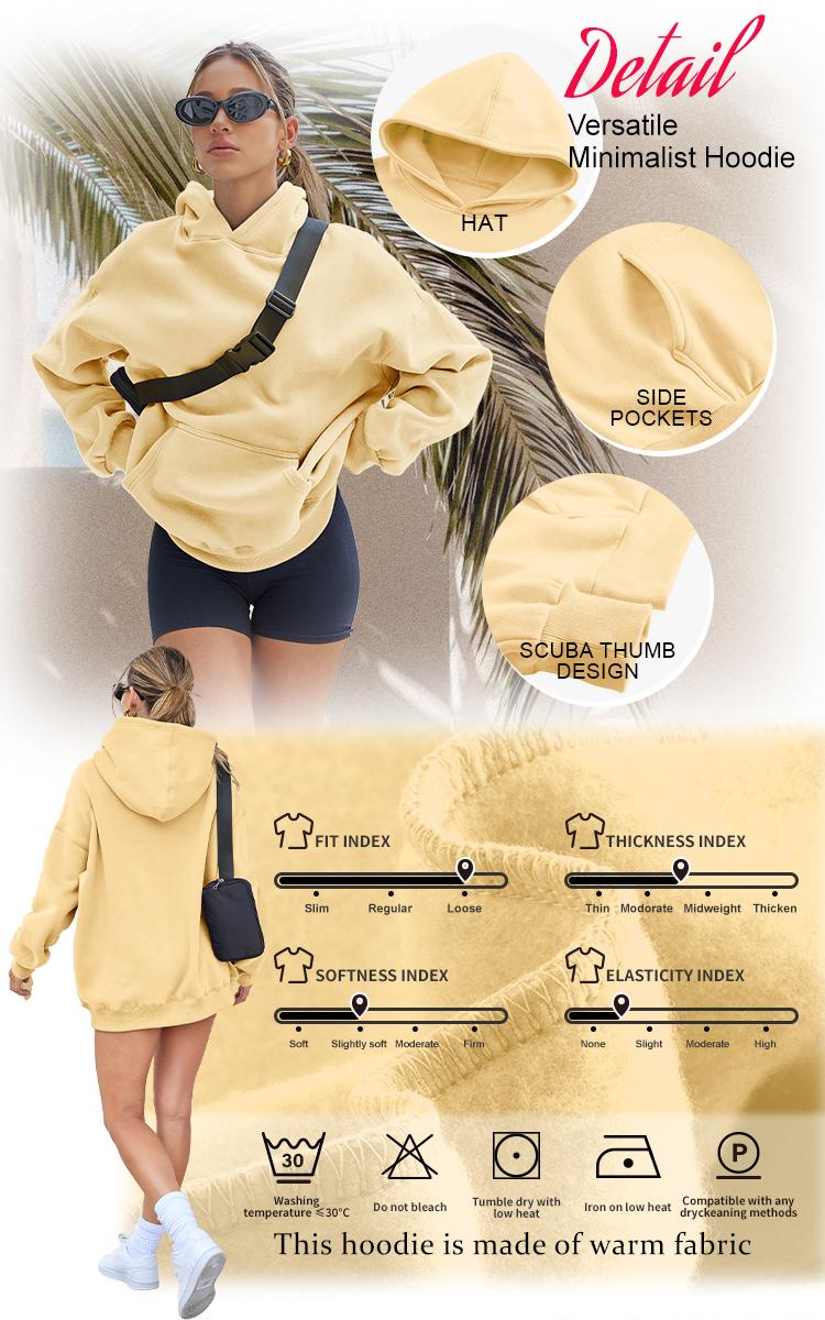 Women's Oversized Hoodies Pullover with Pocket, Casual Fleece Fabric, Minimalist Fall Clothes for Women Fashion Clothes