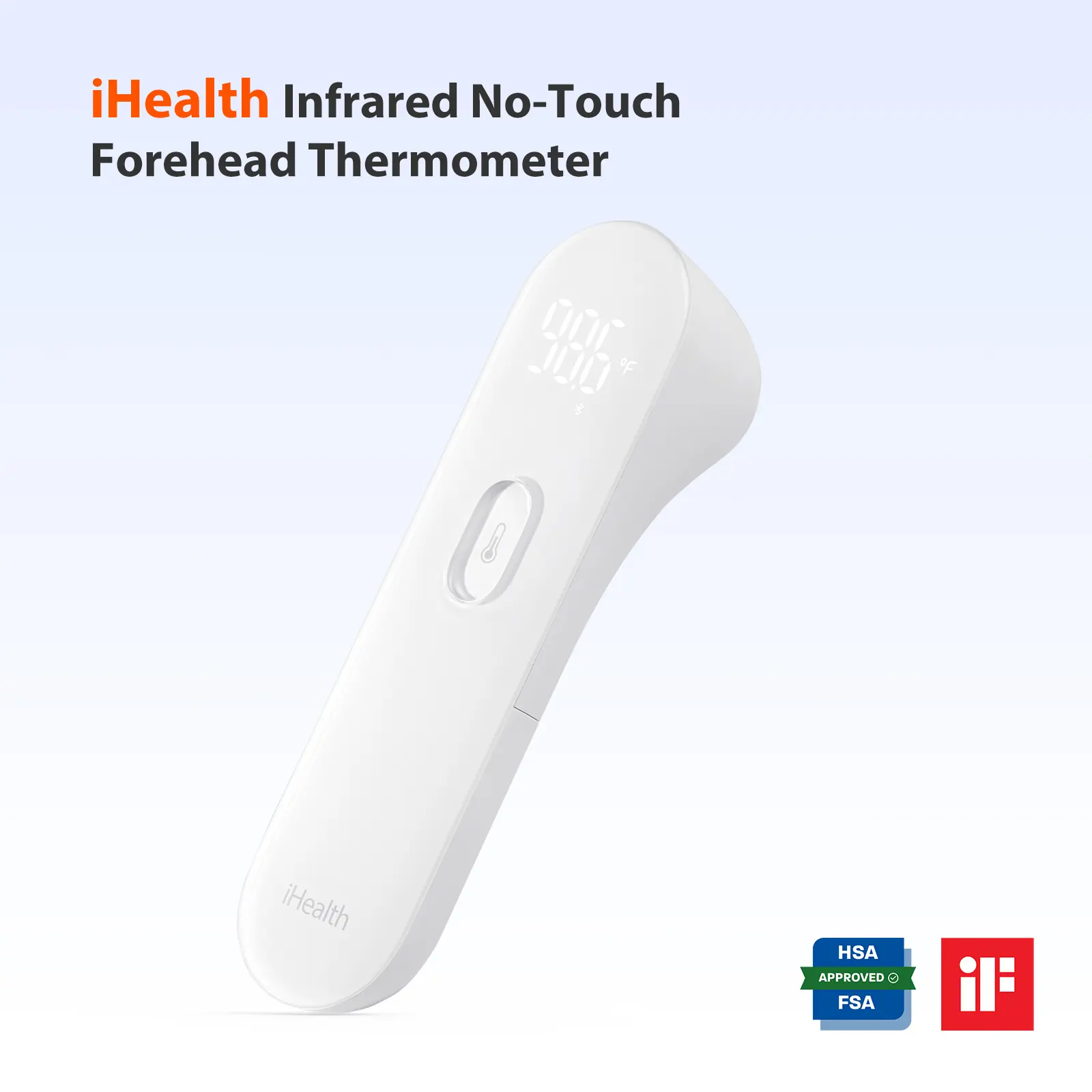 iHealth No-Touch Forehead Thermometer HSA/FSA Eligible, Fast Accurate, 3 Ultra-Sensitive Sensors, Quiet Vibration Feedback, Digital Large LED Digits, Easy to Use for Home