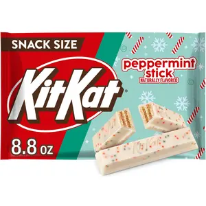 KIT KAT Peppermint Stick Flavored Wafer Snack Size, Christmas Candy Bag, 8.8 oz Sweet Chocolate