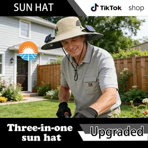 Outdoor fishing camping sport work hat with fan. Solar powered. Men's and women's universal breathable summer sun hat. Wide-brimmed outdoor sun hat. Father's Day gift. Cool in summer.