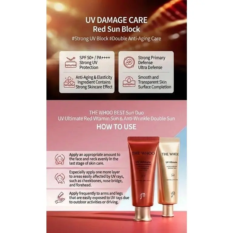 The History of Whoo: UV Ultimate Red Vitamin Sunscreen 75mL SPF50+