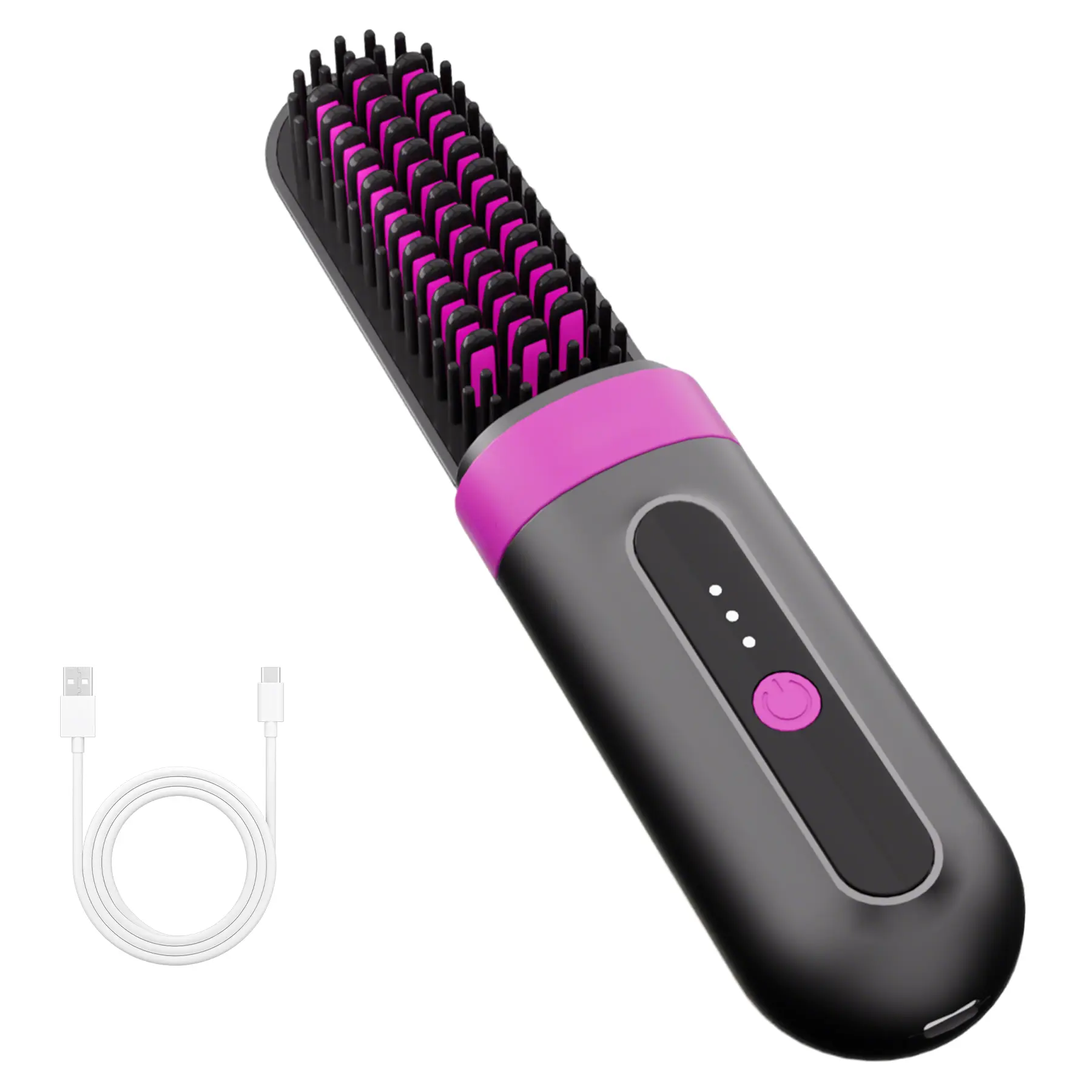 Cordless Hair Straightener Brush, Portable Hot Brush for Anytime Anywhere Hair Touch-Ups, Ionic Ceramic Heating Brush with Auto Shut-Off, Travel-Friendly Styling Tool Daily Lightweight Pouch Smooth Storage Storage Pouch Pouch Smooth Storage sohochic