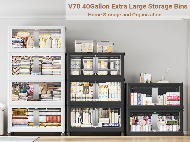 BROVIEW 160Qt/480Qt/640Qt/800Qt Extra Large Stackable Storage Bins with Lid, Each 40gal Heavy-Duty Plastic Storage Box with Wheels, Collapsible Wheeled Closet Organizer High-Quality Plastic Cabinet Containers for Home Organization V70 BROVIEW 160Qt/480Qt/640Qt/800Qt Extra Large Stackable Storage Bins with Lid, Each 40gal Heavy-Duty Plastic Storage Box with Wheels, Collapsible Wheeled Closet Organizer High-Quality Plastic Cabinet Containers for Home Organization V70