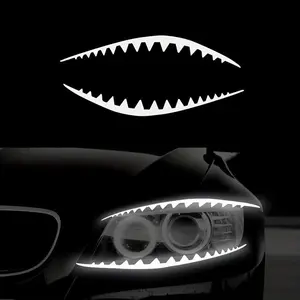 Shark Eye Eyeliner Car Headlight Reflective Vinyl Stickers 2-Pack for Enhanced Nighttime Visibility and Safety