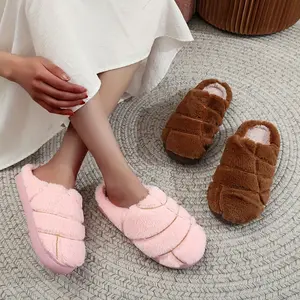 Mens Women's House Slippers Slip on Fuzzy House Slippers Memory Foam Slippers Outdoor Indoor Warm Plush Bedroom Shoes