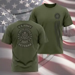 U.S. Army Veteran Shirt – Military Pride Classic Design,250 Independence T-Shirt - Soft Cotton Poly Blend Tee, Uni-sex Classic Fit, Digital Print, 200gsm Heavyweight