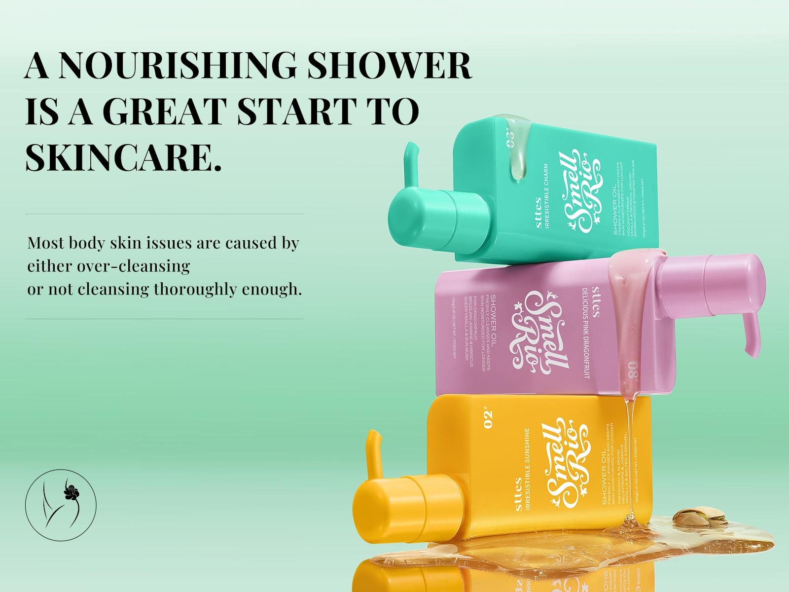 New!Sttes Shower Oil 02# (Irresistible Sunshine) 5.47 oz – Moisturizing Body Wash with Pistachio, Almond, Vanilla & Salted Caramel, Natural Plant Oils, No Mineral Oil, Parabens or Phthalates