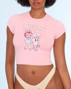 Just A Girl Baby Tee in Pink