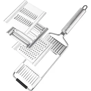 Stainless Steel 3 in 1 Multi-Purpose Vegetable Slicer with 3 Adjustable Blades for Various Vegetables, Handheld Cheese Grater & Vegetable Chopper, Kitchen Gadget, Utensils Food Kitchenware​​