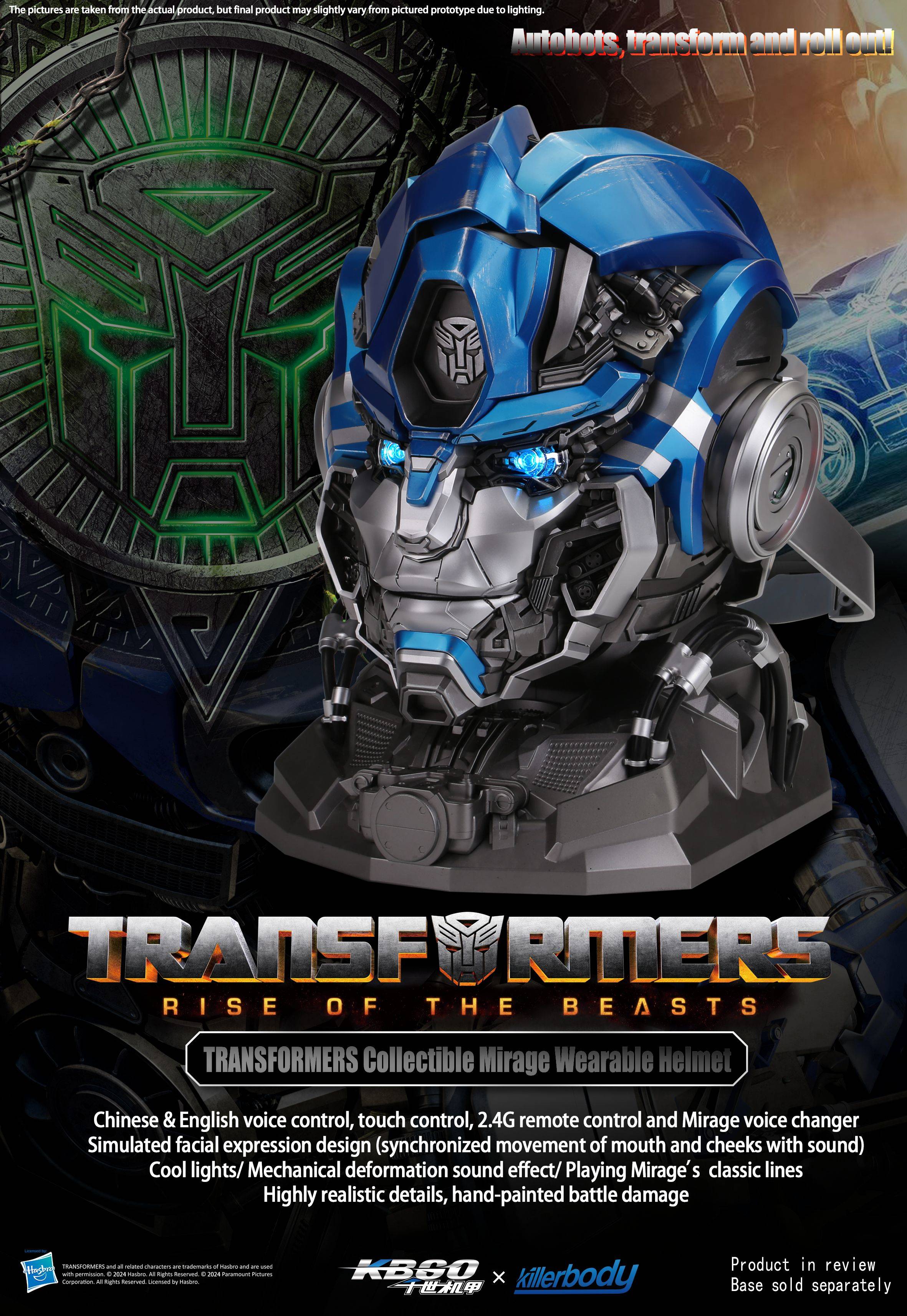 Hasbro TRANSFORMERS: Rise of the Beasts High-End Wearable Mirage Helmet with Eye Feature and Voice Changer - Collectible Figurine Accessory