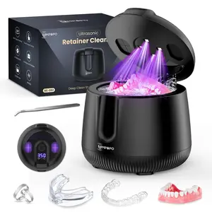 UMPOPO Ultrasonic Retainer Cleaner Machine 48kHz, Dental Cleaning Pod, Ultrasonic Retainer cleaner for Dentures, Aligners, Mouth Guards, Night Guards, Toothbrush Heads and Jewelry with 200ML Capacity