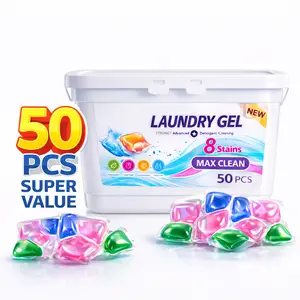 Laundry Gel 5-in-1 Pods 50 Count Coconut Sea Breeze Scent Heavy Duty Stain Remover Max Clean Super Value