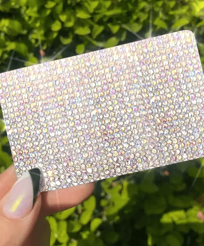 ExotixCard Drill Rhinestone Use Only By TAP pay Stone ultra bling reflective card skin back information