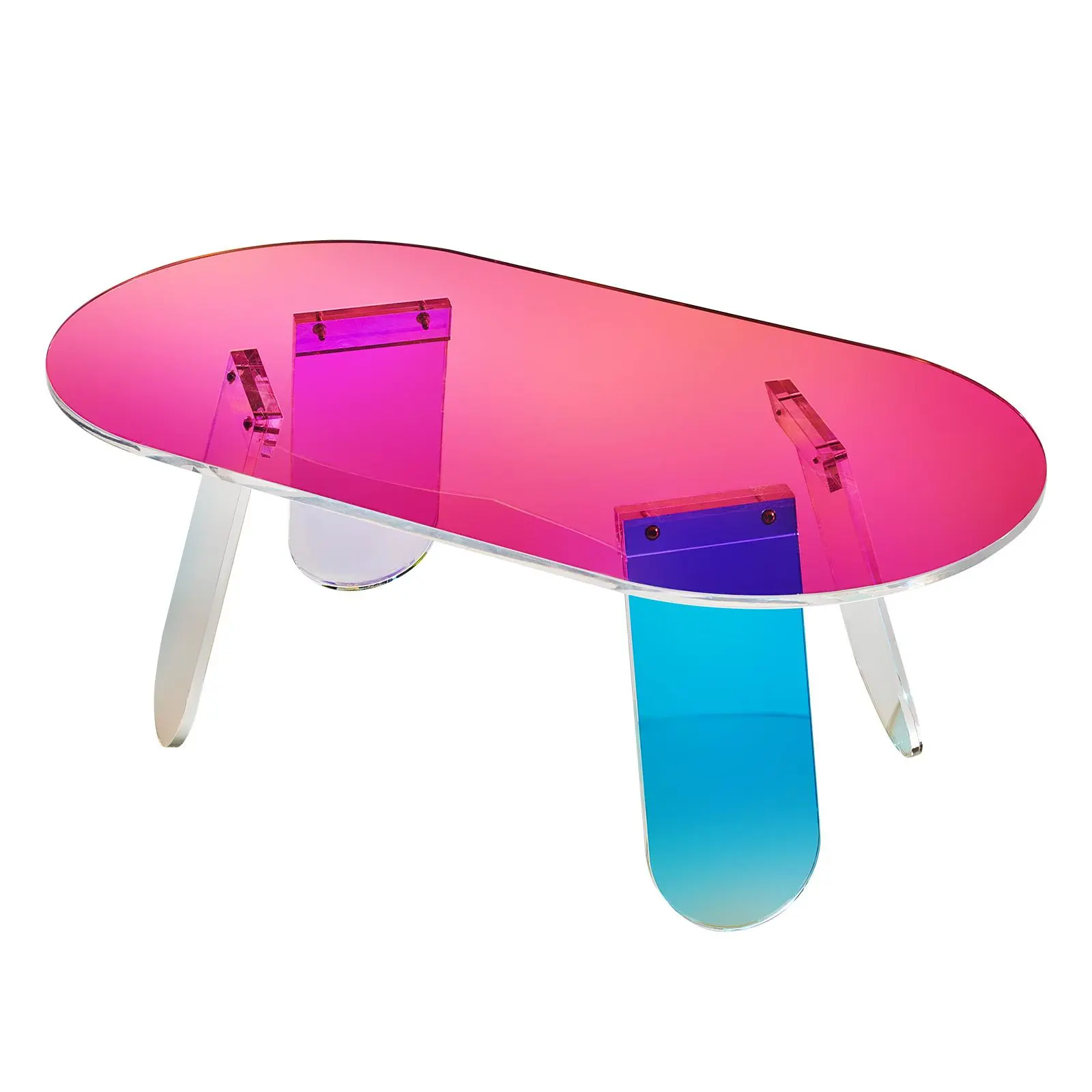 VEVOR Acrylic Coffee Table,  Iridescent Acrylic End Table, 13.8 inch high Colorful Acrylic Side Table, for Coffee, Drink, Food, Snack used in Living Room, Courtyard, Terrace