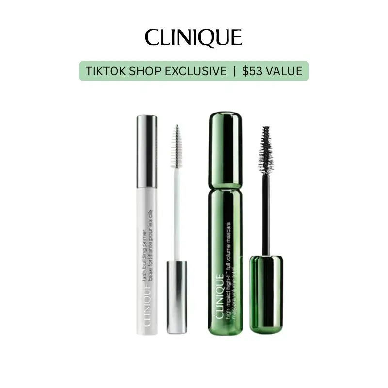 [Clinique] Lash Primer + Mascara Duo - Lash Building Primer + High-Fi Full Volume Mascara | Volumizing | High-impact | Long-lasting | Sensitive Eyes | Intense black