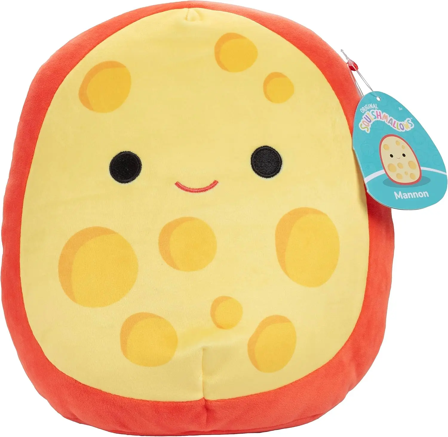 Squishmallows Original 10-Inch Mannon The Gouda - Official Jazwares Plush - Collectible Soft & Squishy Cheese Food Stuffed Animal Toy - Add to Your Squad - Gift for Kids, Girls & Boys