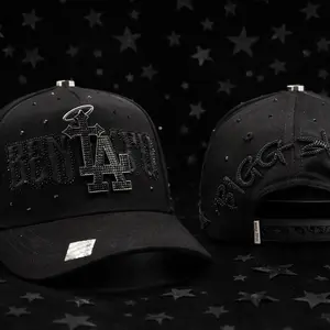 Blessed La Black Stars SnapBack Hat with Rhinestone Embellishments and Adjustable Back