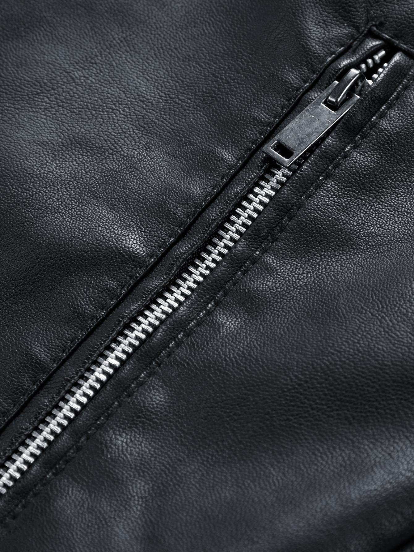 New Autumn And Winter Men's Leather Jacket With Fleece Lining Warm Casual Turn-Down Collar Leather Coat For Men SpringStatements