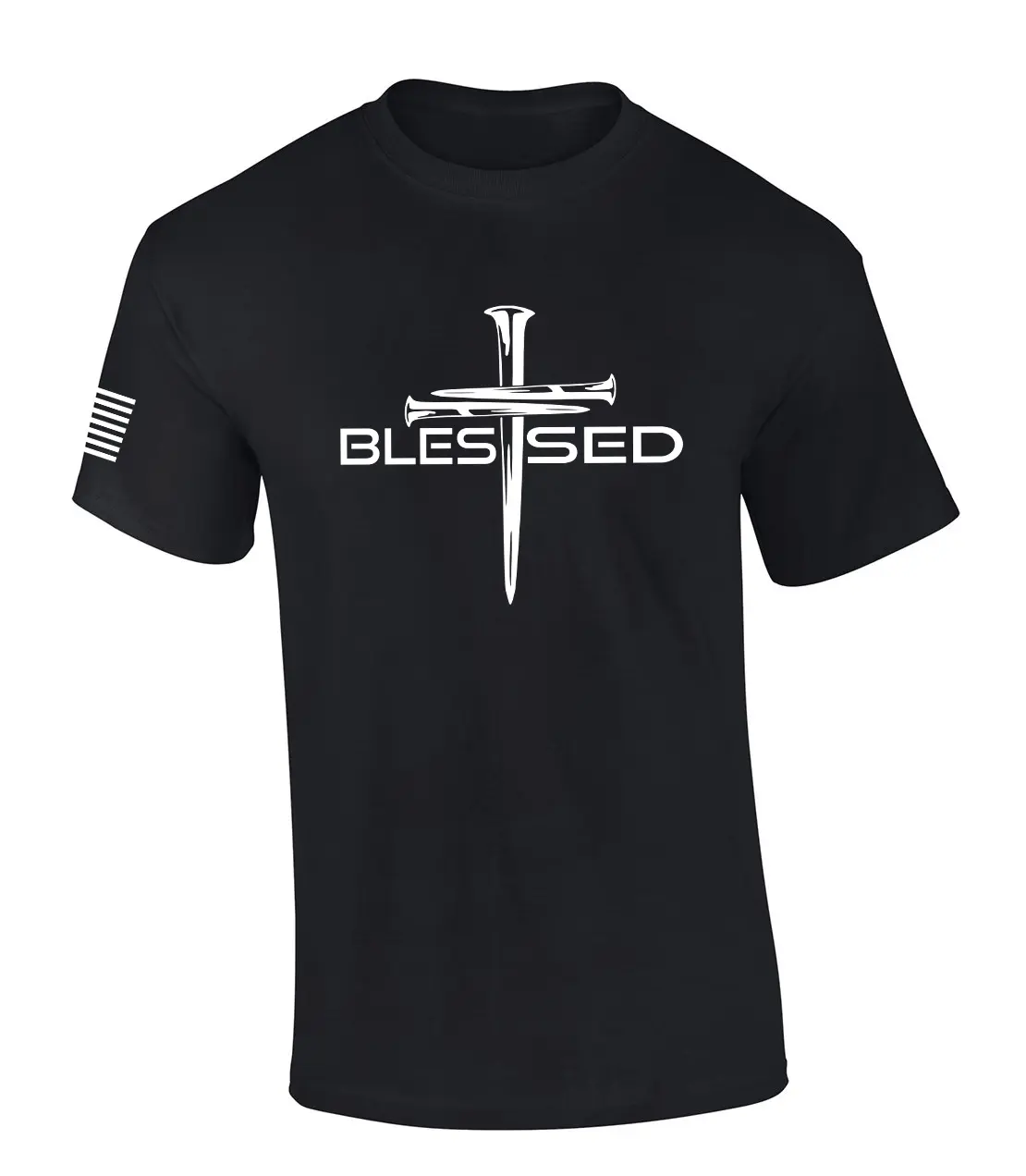 TRENZ SHIRT COMPANY Men's Cotton Casual Classic Short-Sleeve T-Shirt, Christian Graphic Tee with Nail Cross & Blessed Design